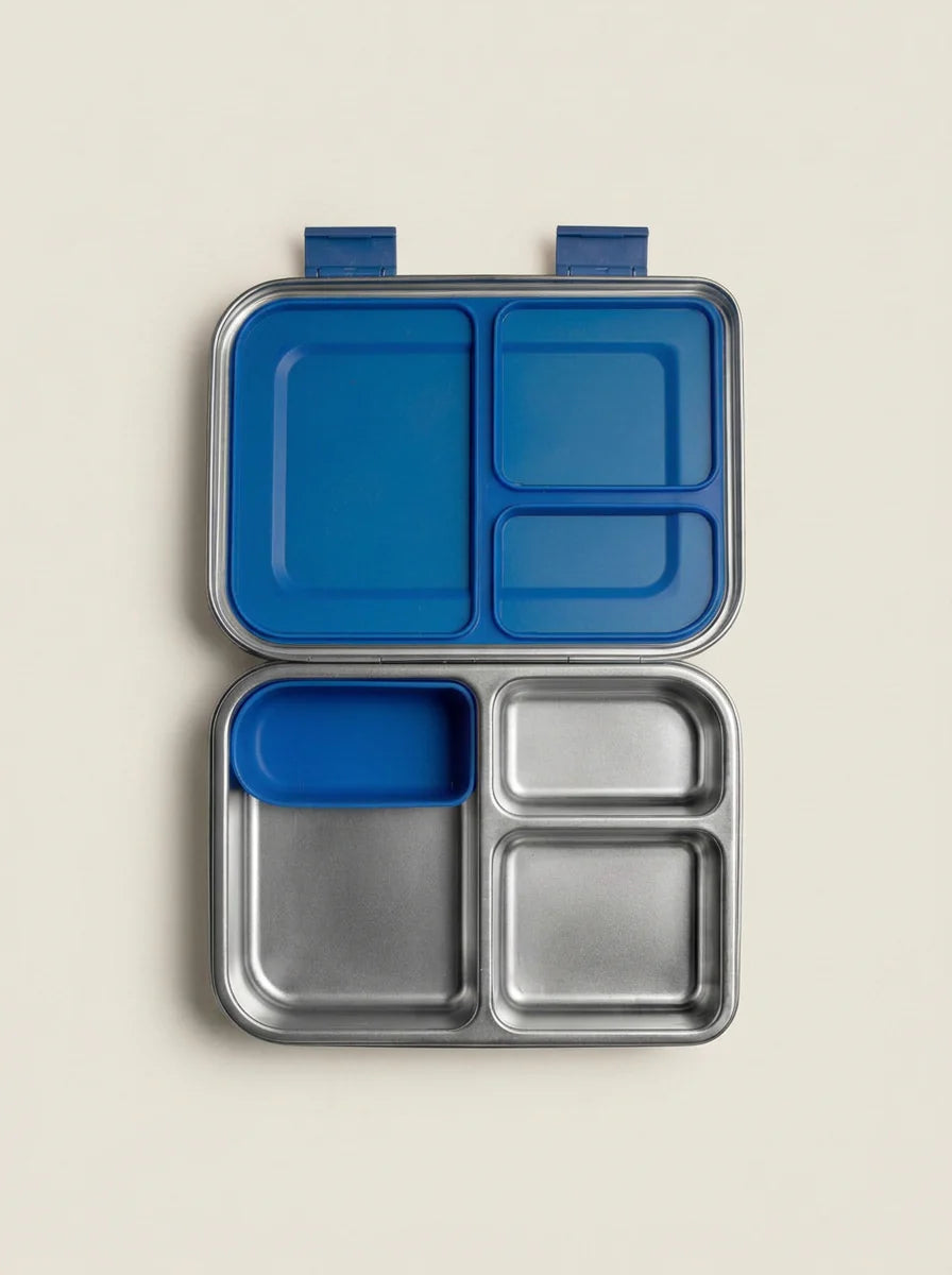 RVS lunchbox blauw boot